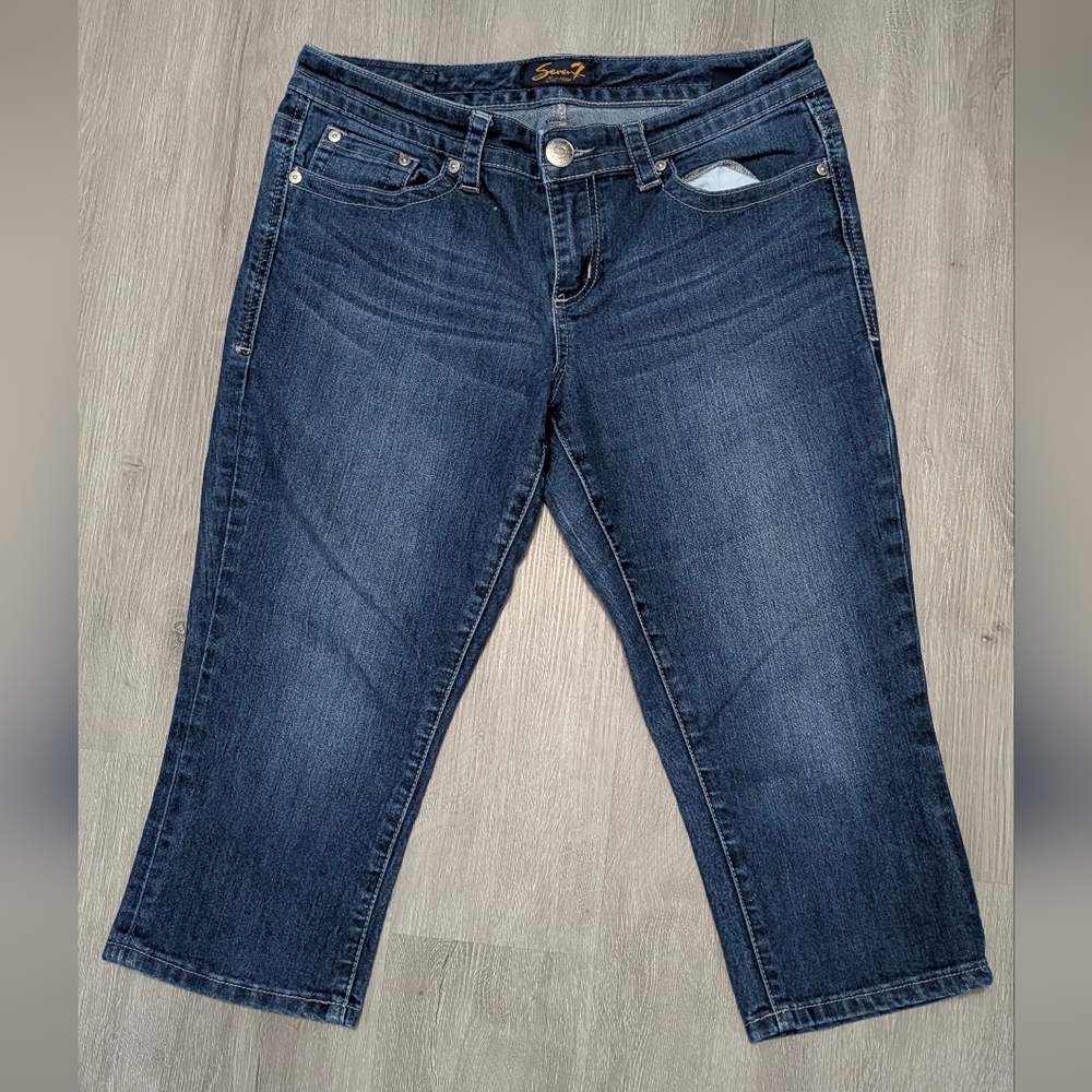 Seven7 Women's Dark Blue Capri Jeans
